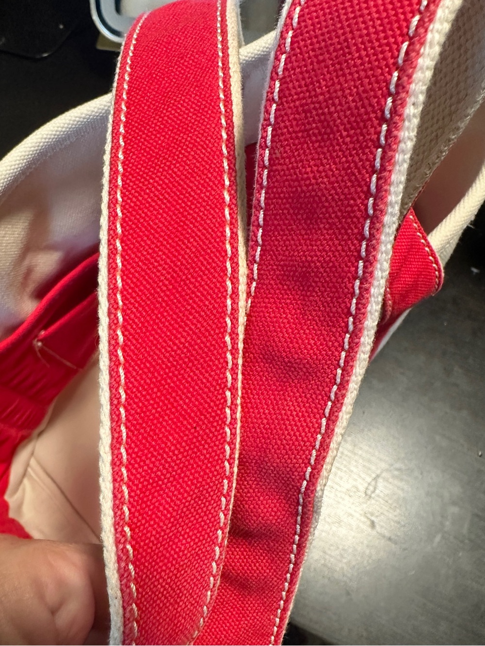 Lands' End Red and White Canvas Tote - Picture 9 of 11